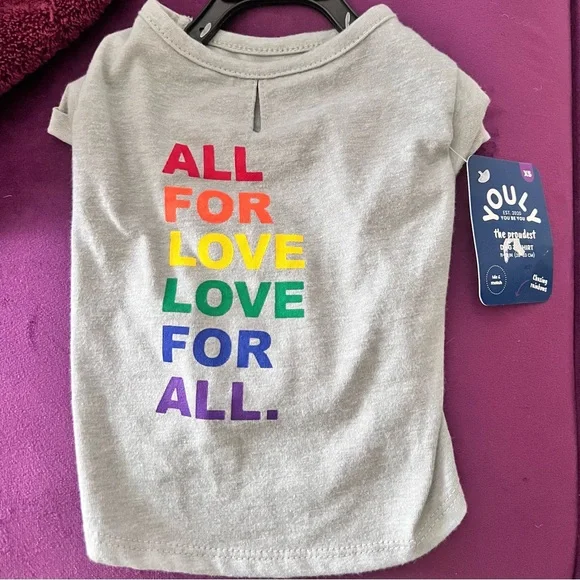 Xsmall all for love love for all dog shirt - Picture 8 of 8